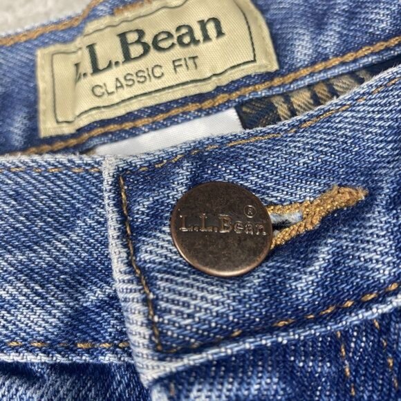Vintage 90s LL Bean Flannel Lined Jeans Mens 32 Classic Fit 33x32 (31x32 ACTUAL) - Picture 7 of 16